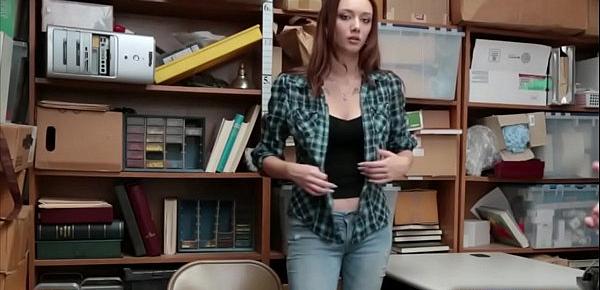  Redhead teen shoplifter punish fucked by in the office